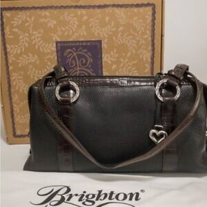 Brighton Black and Brown Shoulder Bag with Heart Charm
